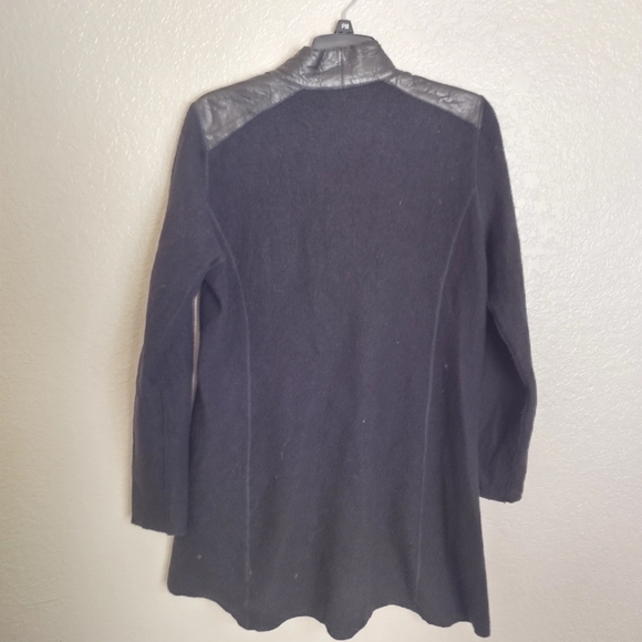 Eileen Fisher asymmetrical wool leather full zip lightweight jacket sz L - Picture 11 of 12